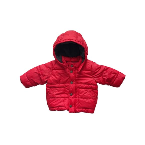 Gap Red Fleece Lined Puffer Coat Size 6-12m - Picture 1 of 6